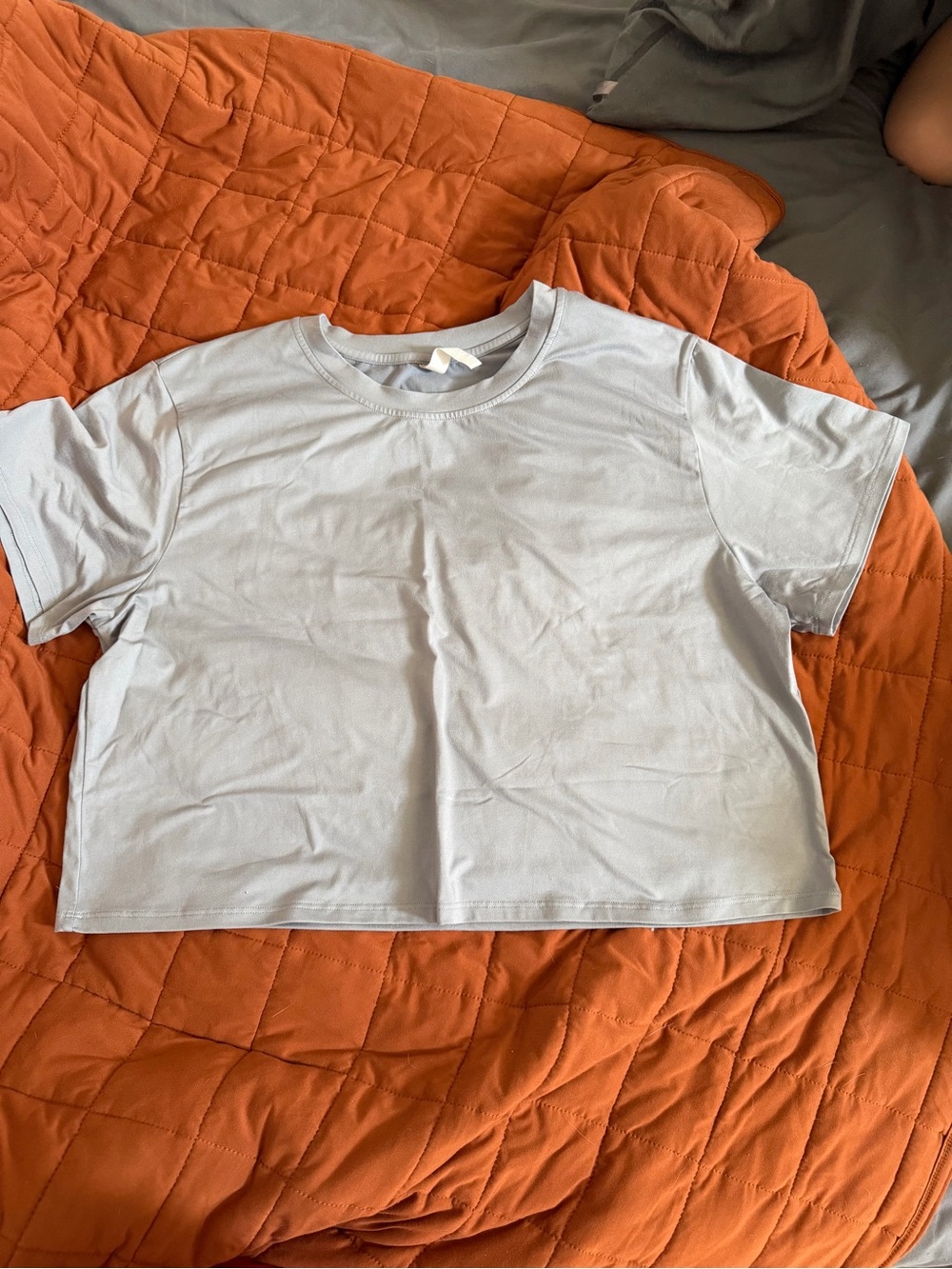P’Tula Short Sleeve Crop Tee Gray Size Medium GUC